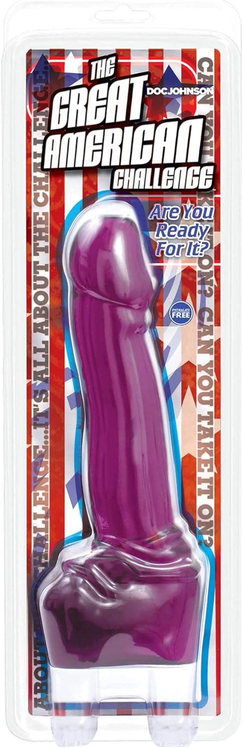 DOC JOHNSON - The Great American Challenge. Classic Adult Toy. O Ring Harness Compatible. Lifelike and Realistic Adult Toy for Women. Men. Experienced Adult Couples. Body Safe. Easy to Use (Purple)