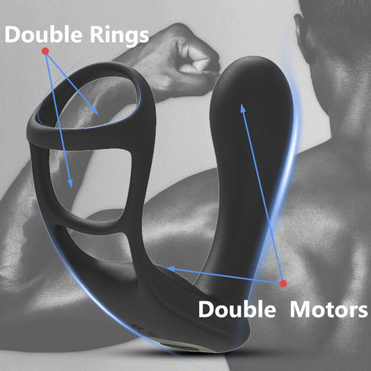 Dual Vibrator Butt Plug ชาย Prostate Massager กับแหวน Cock Anal เซ็กซ์ทอยสำหรับ Man Rechargeable ผู้ใหญ่คู่ Eroitc ผลิตภัณฑ์