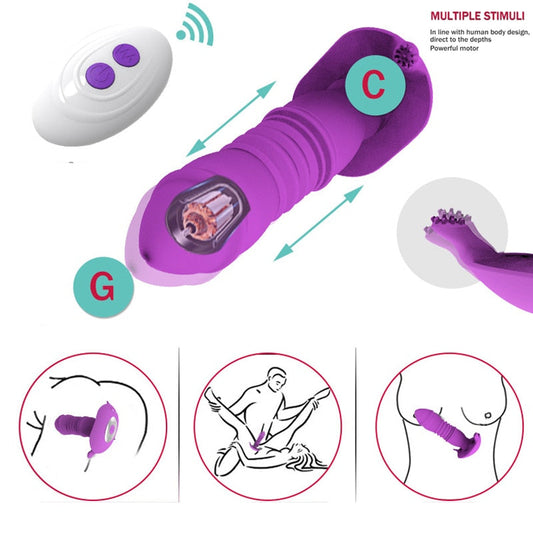 Telescopic Vestibule G-spot Vibrator with Remote Control Waterproof Vibrating Vagina Clit Stimulator Sex Toys for Women &Couples