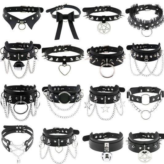 BDSM Different Style Fashion Punk Men Torques Necklace Gothic PU Leather Choker Collar Necklace Women Body Chain - My StoreBDSM Different Style Fashion Punk Men Torques Necklace Gothic PU Leather Choker Collar Necklace Women Body Chainthai - adultMy Storeblack - starBDSM Different Style Fashion Punk Men Torques Necklace Gothic PU Leather Choker Collar Necklace Women Body Chain