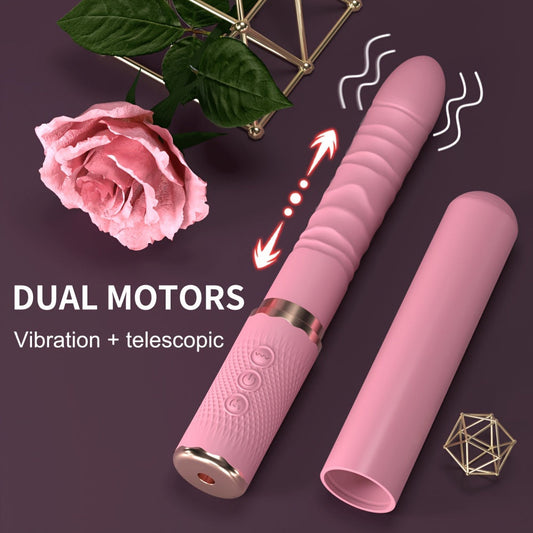 Pink Dual Motor Realistic Thrusting Dildo Vibrator With Heating. Sex Toys Vibrator Clitoral Stimulator For Anal Stimulation. 10 Mode Adult Telescopic Vibration Sex Toys For Women Couples