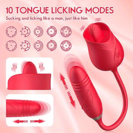 Rose Toy Vibrator For Women. 3 In 1 Clitoral Stimulator Tongue Licking Thrusting G Spot Dildo Vibrator With 10 Modes. Vaginal Anal Masturbation Massager. Rose Adult Sex Toys Games. Clit Nipple Licker For Women Man Couples - My StoreRose Toy Vibrator For Women. 3 In 1 Clitoral Stimulator Tongue Licking Thrusting G Spot Dildo Vibrator With 10 Modes. Vaginal Anal Masturbation Massager. Rose Adult Sex Toys Games. Clit Nipple Licker For Women Man Couplesthai - adultMy StoreRedSiliconeRose Toy Vibrato