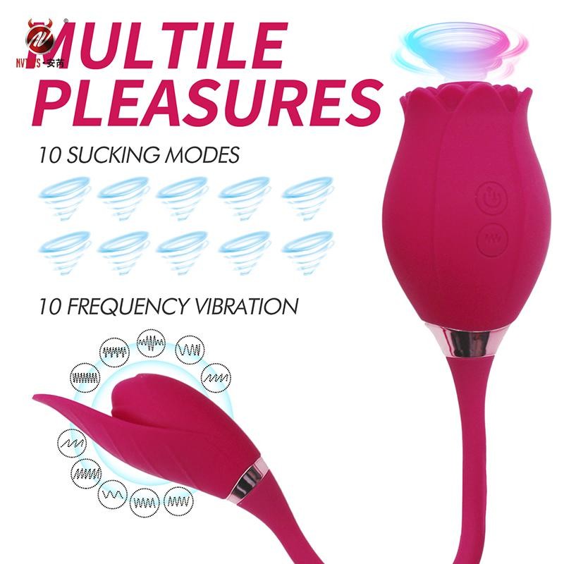 Rose Clitoral Sucking Vibrator with Vibrating Egg Vaginal Anal Stimulator Breast Nipple Massager Oral Sex Toy for Women