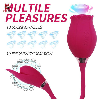 Rose Clitoral Sucking Vibrator with Vibrating Egg Vaginal Anal Stimulator Breast Nipple Massager Oral Sex Toy for Women
