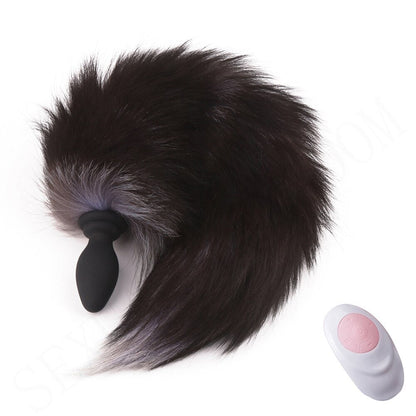 10-frequency Remote Control Anal Plug Vibrator with Fox Tail Silicone Butt Plug Adult Game Prostate Massager Sex Toy for Couples