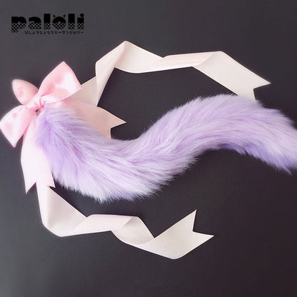 100%Handmade Lovely Japanese Soft Fox Tail Bow Silicone Butt Anal Plug Erotic Cosplay Accessories Adult Sex Toys for Couples