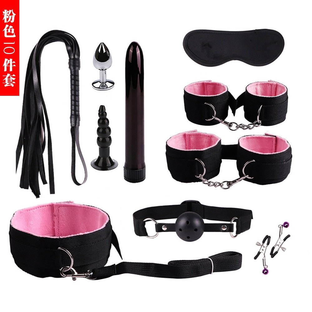 11PCS Set Leather Sex Toys for Adult Game Erotic BDSM Sex Kits Bondage Handcuffs Sex Game Whip Gag SM Bdsm Toys Nipple Clamps - My Store11PCS Set Leather Sex Toys for Adult Game Erotic BDSM Sex Kits Bondage Handcuffs Sex Game Whip Gag SM Bdsm Toys Nipple Clamps33sextoysMy StoreChina-Black Pink 10Black Pink 1011PCS Set Leather Sex Toys for Adult Game Erotic BDSM Sex Kits Bondage Handcuffs Sex Game Whip Gag SM Bdsm Toys Nipple Clamps