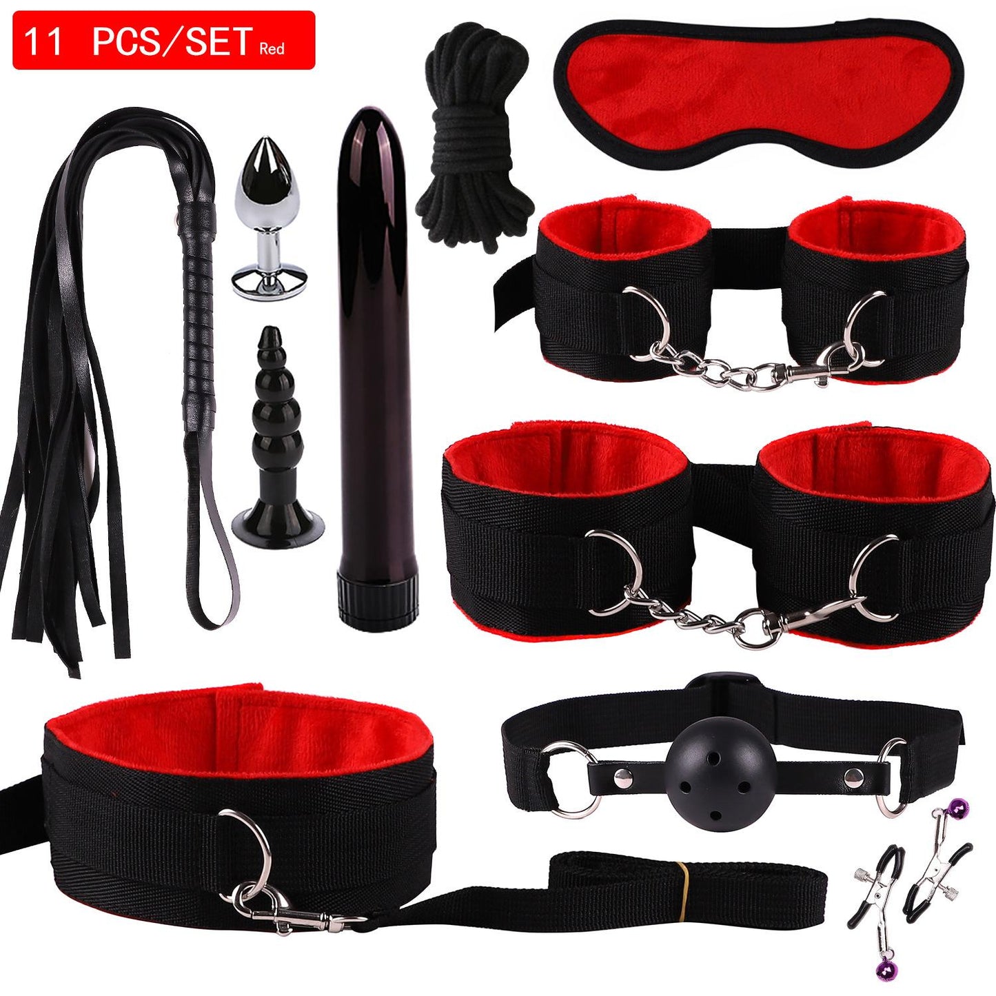 11PCS Set Leather Sex Toys for Adult Game Erotic BDSM Sex Kits Bondage Handcuffs Sex Game Whip Gag SM Bdsm Toys Nipple Clamps - My Store11PCS Set Leather Sex Toys for Adult Game Erotic BDSM Sex Kits Bondage Handcuffs Sex Game Whip Gag SM Bdsm Toys Nipple Clamps33sextoysMy StoreChina-Black red 11Black red 1111PCS Set Leather Sex Toys for Adult Game Erotic BDSM Sex Kits Bondage Handcuffs Sex Game Whip Gag SM Bdsm Toys Nipple Clamps