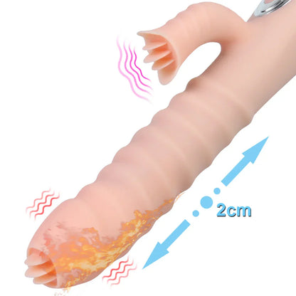 12 Vibration 5 Telescopic Modes Vagina G Spot Massager Heated Dildo Tongue Licking Vibrator Clitoris Stimulator