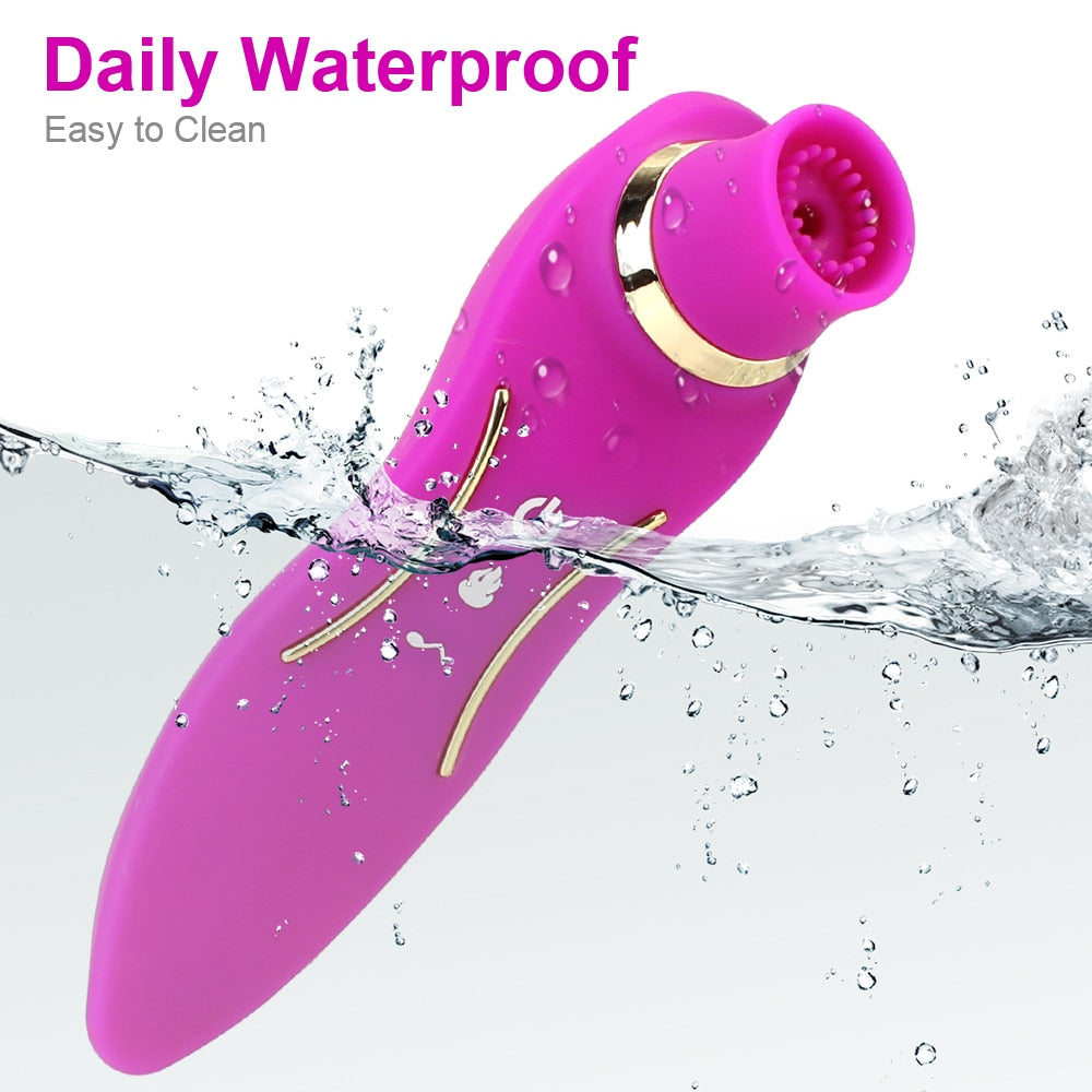 2 In 1 Heating Nipple Sucker Vibrator Dildo Vagina Stimulation Vibrating Strong Suction Dual Head Clitoris Sex Toys for Woman