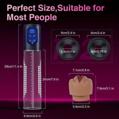 Automatic Penis Pump Sex Toys - Electric Male Masturbator Vacuum Pump With 3 Suction & 4 Erection Intensities. Pump Penis With 2 Vagina Sleeve For Adult Men