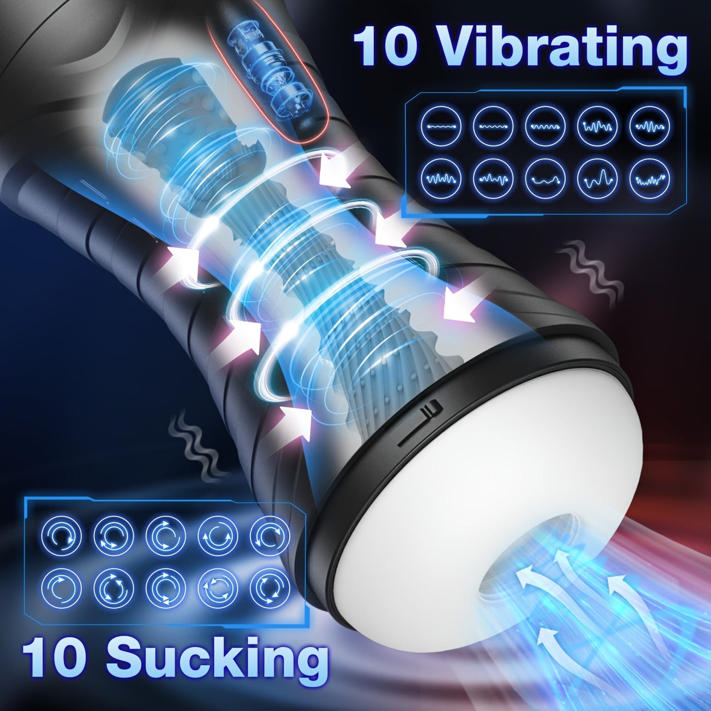 Sucking Male Masturbator Sex Toys - Bszone Upgraded Male Sex Toy Automatic Male Masturbators Cup with 10 Vibration & Suction Modes Adult Toys. Mens Penis Pump Stroker Pocket Pussy with 3D Textured