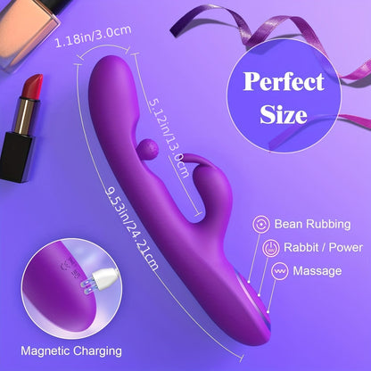 G Spot Vibrator Sex Toys-3 In 1 Adult Sex Toys With 10 Rubbing & 7 Vibrating & 7 Massaging. Clitoral Stimulator Dildo Rabbit Vibrators Women Sex Toy For Female And Couples Pleasure. Violet