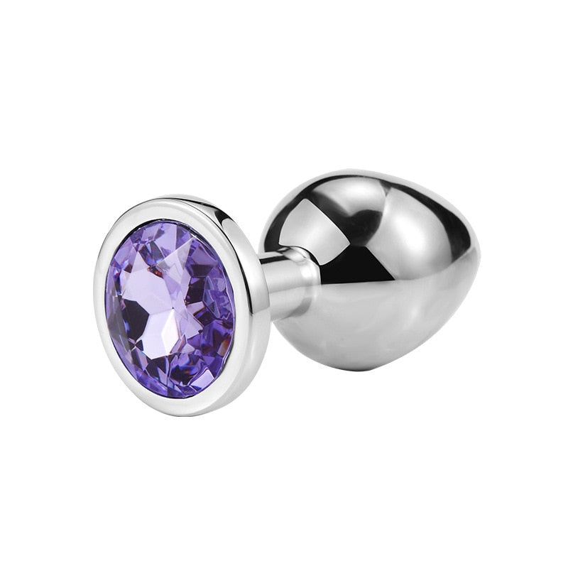 3 Different Size S/M/L Metal Anal Plug with Crystal Jewelry Smooth Prostate Massage Butt Silicone Plug Anal Sex Toys for Woman