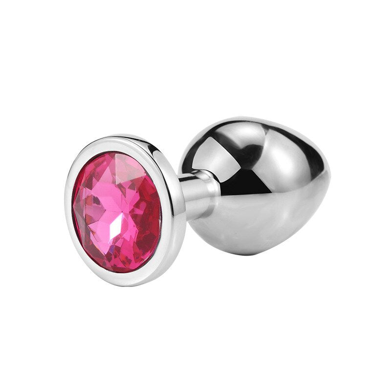 3 Different Size S/M/L Metal Anal Plug with Crystal Jewelry Smooth Prostate Massage Butt Silicone Plug Anal Sex Toys for Woman