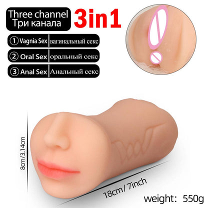 3D ที่สมจริง Oral Masturbation ชายคอหีเพศช่องคลอดจริง Pussy Sextoy สำหรับชาย3ใน1 Masturbstor ผู้ใหญ่อมควย sex Choop