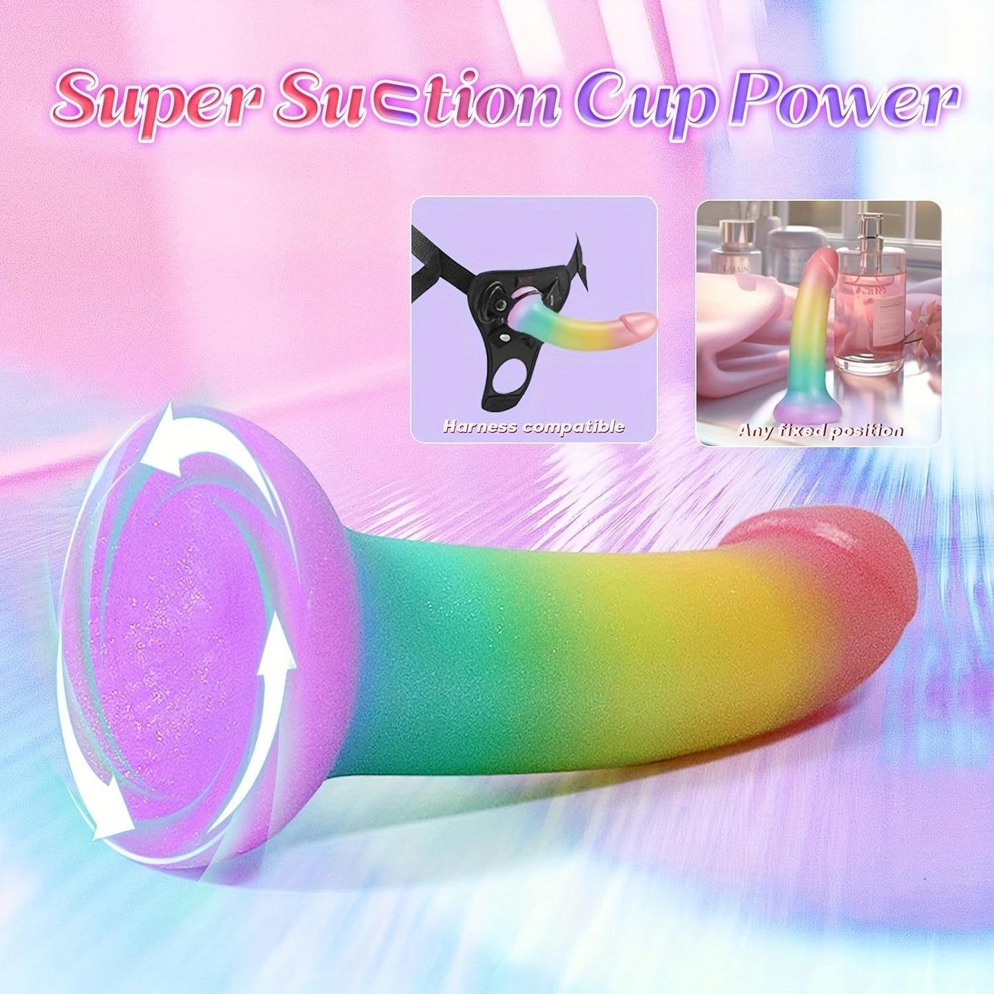 Liquid Silicone Soft Dildo. 7 Strap On G Spot Anal Suction Cup Dildos for Women Pleasure. Pink Purple Fantasy Thin Women Adult Sex Toys Dildos for Beginner. Jelly Smooth Penis Female Sex Toy