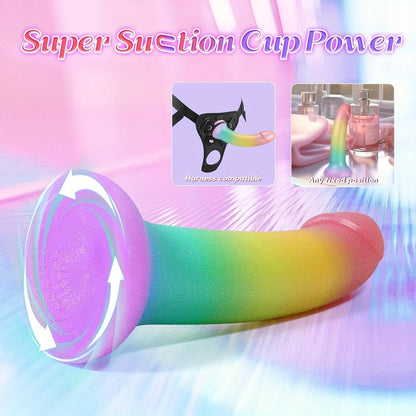 Liquid Silicone Soft Dildo. 7 Strap On G Spot Anal Suction Cup Dildos for Women Pleasure. Pink Purple Fantasy Thin Women Adult Sex Toys Dildos for Beginner. Jelly Smooth Penis Female Sex Toy