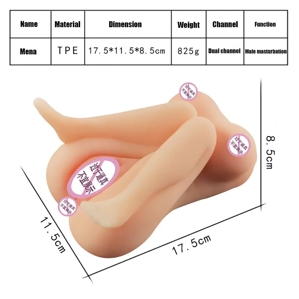 4D ตุ๊กตาใหญ่คู่ทางเดินจริงช่องคลอดชาย Masturbator พ็อกเก็ตหี Asshole Anal Oral ถ้วยผู้ใหญ่เซ็กซ์ทอยสำหรับชายครึ่งตุ๊กตายาง