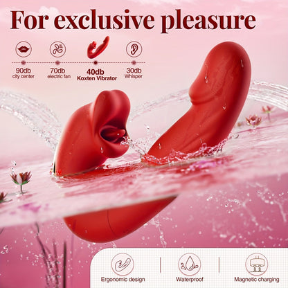 Thrusting Vibrator Sex Toys - G Spot Vibrator Women Sex Toys With 7 Thrusting & Vibrating & Licking Modes Tongue Toy For Women For Clitoral Stimulation Thrusting Dildo Adult Toys Rose Sex Toy