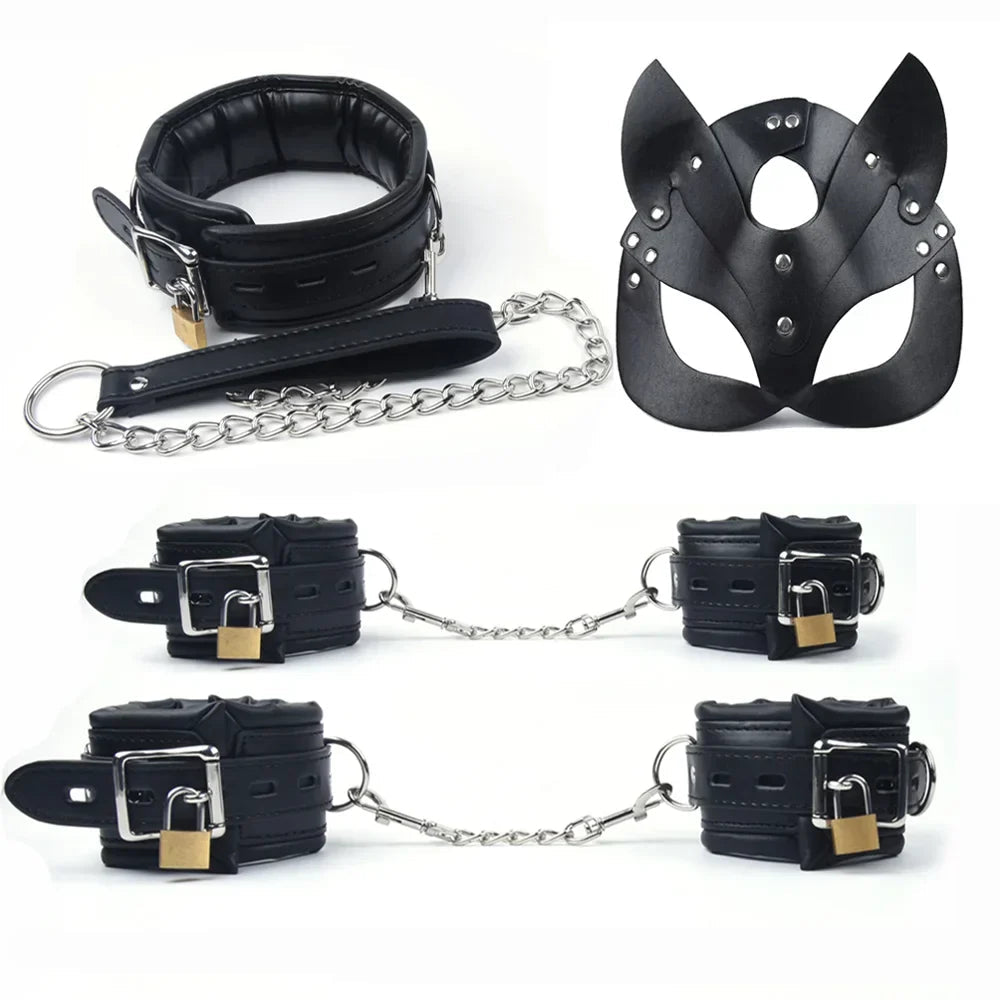 4Pcs Bondage Set Black Leather Sponge Handcuffs For Sex Anklecuffs +Handcuffs+Collar+ mask+5 Lock Sex Toys for Adult Games - My Store4Pcs Bondage Set Black Leather Sponge Handcuffs For Sex Anklecuffs +Handcuffs+Collar+ mask+5 Lock Sex Toys for Adult Gamesthai - adultMy Store4pcs4Pcs Bondage Set Black Leather Sponge Handcuffs For Sex Anklecuffs +Handcuffs+Collar+ mask+5 Lock Sex Toys for Adult Games