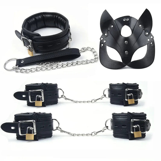 4Pcs Bondage Set Black Leather Sponge Handcuffs For Sex Anklecuffs +Handcuffs+Collar+ mask+5 Lock Sex Toys for Adult Games - My Store4Pcs Bondage Set Black Leather Sponge Handcuffs For Sex Anklecuffs +Handcuffs+Collar+ mask+5 Lock Sex Toys for Adult Gamesthai - adultMy Store4pcs4Pcs Bondage Set Black Leather Sponge Handcuffs For Sex Anklecuffs +Handcuffs+Collar+ mask+5 Lock Sex Toys for Adult Games