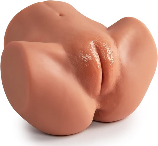 2Kg Brown Male Masturbator Sex Doll with Virgin Tight Labia. 2 Hole Realistic Sex Toy with Strong Suction Channel. Goyha Pocket Pussy Sex Toy for Men Masturbation