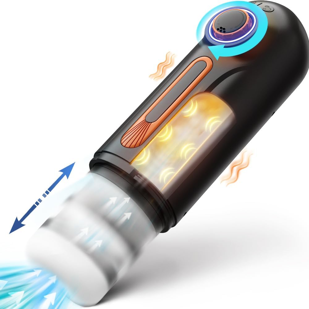 Ulovime Automatic Male Masturbator Cup with Thrusting & Sucking & Vibrating & Heating & Sexy Voice Male Stroker with 3D Realistic Textured Vagina for Penis Stimulation Adult Sex Toys for Men Pleasure