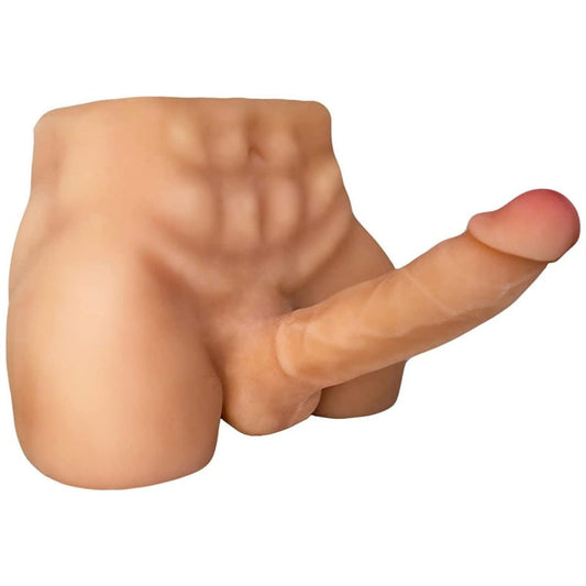 Men's Penis Torso Doll Female Sex Love Doll with Realistic Huge Dildo and Tight Anal for Women Masturbation Couple Sex Fun (11 x 8.2 x 4.7 Inches)