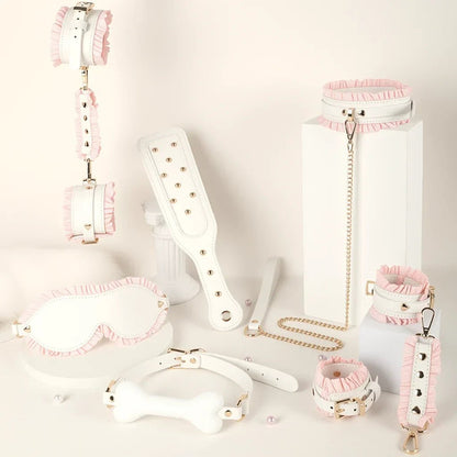 6 PCS BDSM Bondage Set White Maid Role Play Restraints Kit SM Fetish Toys Handcuff Slave Collar Blindfold for Couples Sex Games - My Store6 PCS BDSM Bondage Set White Maid Role Play Restraints Kit SM Fetish Toys Handcuff Slave Collar Blindfold for Couples Sex Gamesthai - adultMy StoreWhite6 PCS BDSM Bondage Set White Maid Role Play Restraints Kit SM Fetish Toys Handcuff Slave Collar Blindfold for Couples Sex Games