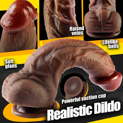 Lubisey 2.36'' Diameter Huge Thick Dildo for G-spot Stimulation Orgasm. Curved Shaft Big Black Dildos with Powerful Suction Cup. Silicone Realistic Dildo Vagina Anal Sex Toys for Women and Men 7.87''