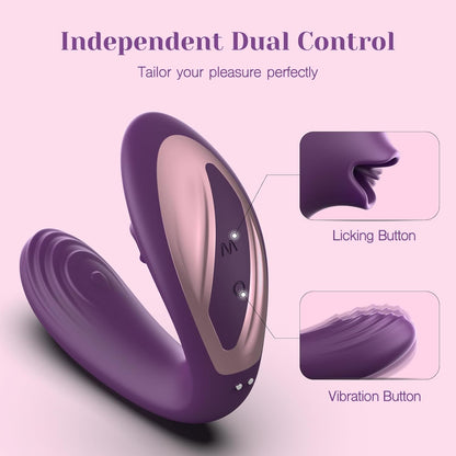 Tracy's Dog Clitoral Licking G Spot Vibrator. Tongue Adult Toys with Remote Control for Women Couple Play. Vibrating Sex Toy for Double Stimulation with 7 Licking & 10 Vibration Patterns. Purple