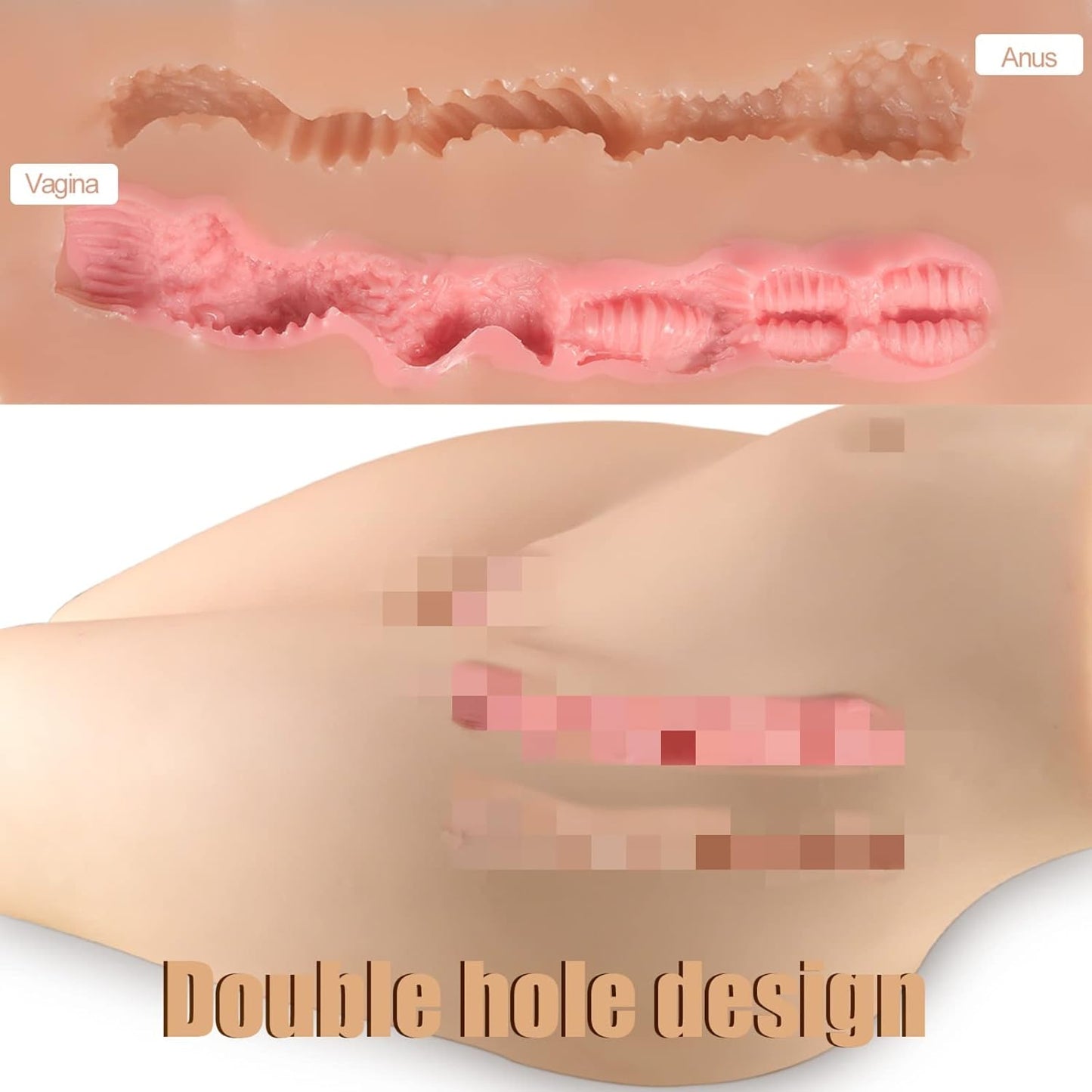Realistic Sex Doll Male Masturbator - Jaspik 3D Beauty Hip Ass with Tight Virgin Vagina and Anal Stroker. Built-in Alloy Skeleton. Butt & Pussy Sex Toy for Men Masturbation