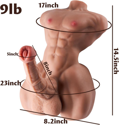 Sex Doll Muscular Men Torso Realistic Large Dildo Masturbator. Lifelike Thick Horse Big Dildo Sex Dolls with Big Butt Anal masturbators. Adult Couples Sex Toys (Brown)