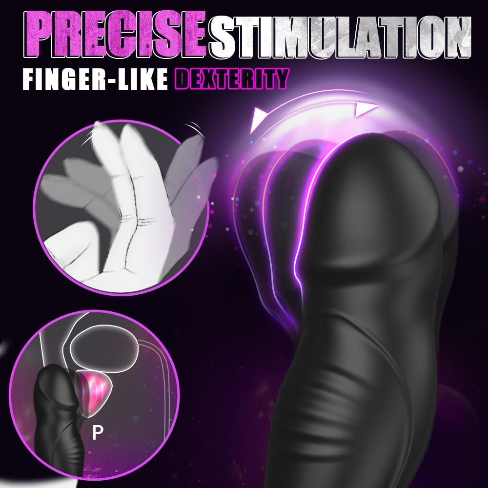 Wiggling Anal Vibrator Prostate Massager with Cock Ring. 9 Swing Thrusting & Vibrating Remote Control Anal Plug Dildo Shaped. Adult Male Sex Toys for Beginner&Advanced Player Gay Toy for Men Couples