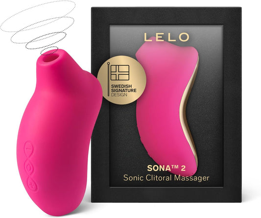 LELO SONA 2 Sonic Waves Clit Sucker. Waterproof Clit Vibrator Oral Stimulator Vibrator for Women for Deeper Satisfaction. Cerise