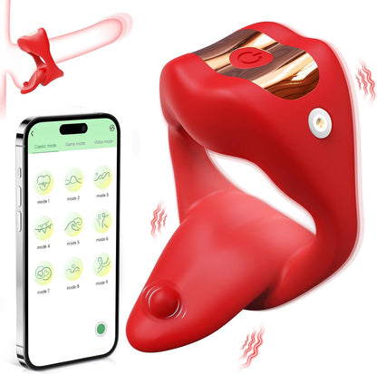 Vibrating Cock Ring Sex Toys for Men. Penis Ring Tongue Design with 9 Vibration Modes. Adult Toys Vibrator with APP Control. Male Couples Sex Toys Clitoral Vibrator. Adult Sex Toys & Games for Couple