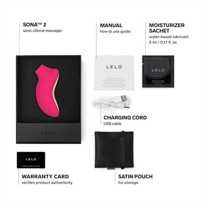 LELO SONA 2 Sonic Waves Clit Sucker. Waterproof Clit Vibrator Oral Stimulator Vibrator for Women for Deeper Satisfaction. Cerise