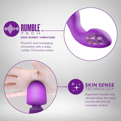 Blush Wellness Dual Sense - ไม้นวดซิลิโคนนุ่มพิเศษแบบสัมผัสที่ไวต่อการเคลื่อนไหว - นวัตกรรมใหม่ - เหมาะสำหรับกล้ามเนื้อที่ปวดเมื่อย - ฟังก์ชันการสั่นสะเทือนที่ทรงพลัง 10 แบบที่ปลายทั้งสองข้างของไม้นวด - กันน้ำระดับ IPX7