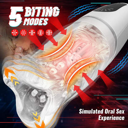 Triple Motor Automatic Male Masturbator Cup Oral Male Sex Toy. 5 Biting & 8 Vibrating Penis Stroker. Blowjob Glans Vibrator with Realistic Throat Structure Adult Sex Toys Pocket Pussy for Men Pleasure