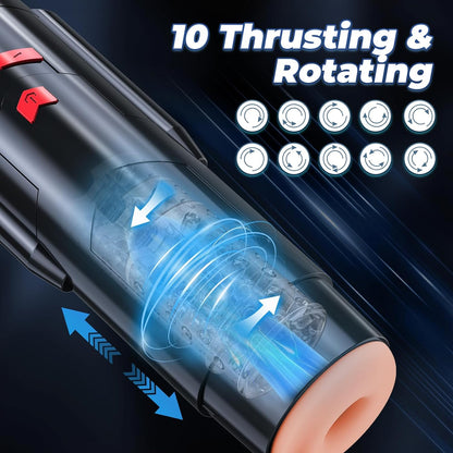 Sex Toy Male Masturbators Cup: Automatic Adult Toys with Rotating & Thrusting Hand Free Pocket Pussy Stroker with Realistic Silicone Sleeve - Erotic Penis Games for Man Electric Men Blowjob Machine