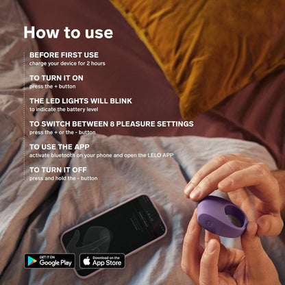 LELO TOR 3 Vibrating Penis Ring App Connected Adult Toy for Man and Woman. Couples Sex Toy with 8 Pleasure Settings for Enhanced Sensation. Silicone Cock Ring. Base Blue