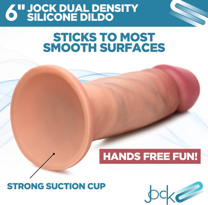 Jock 6 Dual Density Dildo for Men. Women. & Couples. Body Safe Ultra Realistic Premium Silicone Dildo. 1 Realistic Dildo 6 Inches Light.