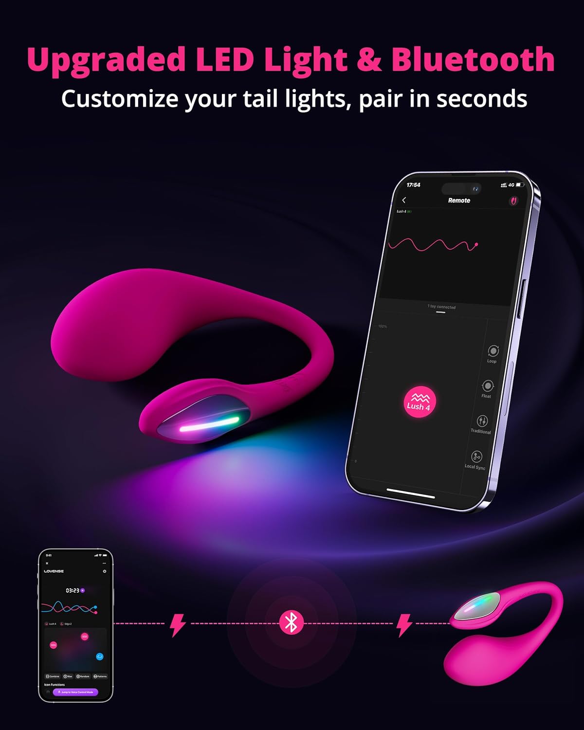 LOVENSE Lush 4 Remote Control G-spot Vibrator. Wearable Long Distance Adult Sex Toys