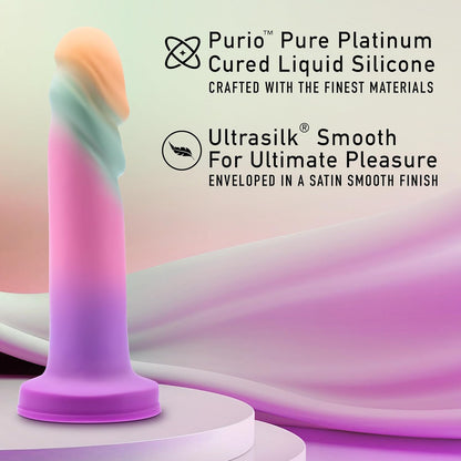 Blush Avant Sunrise Gaze Artisan 7.5 Inch Dildo – Hand Crafted with Purio® Liquid Silicone Wrapped in Satin Smooth UltraSilk® – Suction Cup Base & Harness Compatible - Sherbet