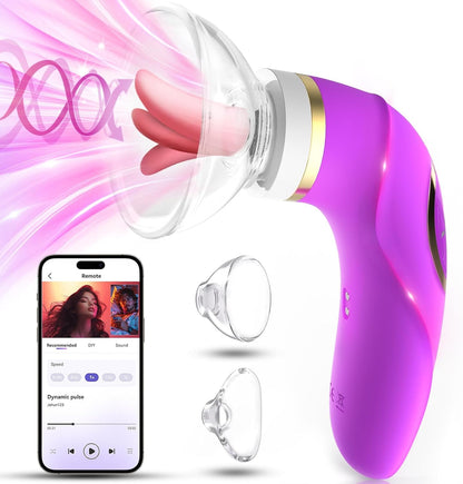 Sucking Vibrator Womens Sex Toys - Upgraded APP Adult Toys. 5 Tongue Licking Vibrators. 8 Auto & 1 Manual Suction Sex Toy. Nipples Anal Clitoral G Spot Vibrator Stimulator for Female Couples Sex Toys