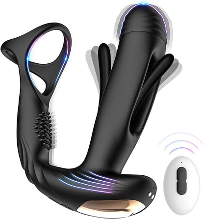Prostate Massager Vibrator with 10 Flapping & Vibration Settings. Remote Control Anal Plug Anal Vibrator Sex Toys for Men. Anal Sex Toys Vibrators with Penis Ring Adult Toys. Sex Toy Adult Sex Toys