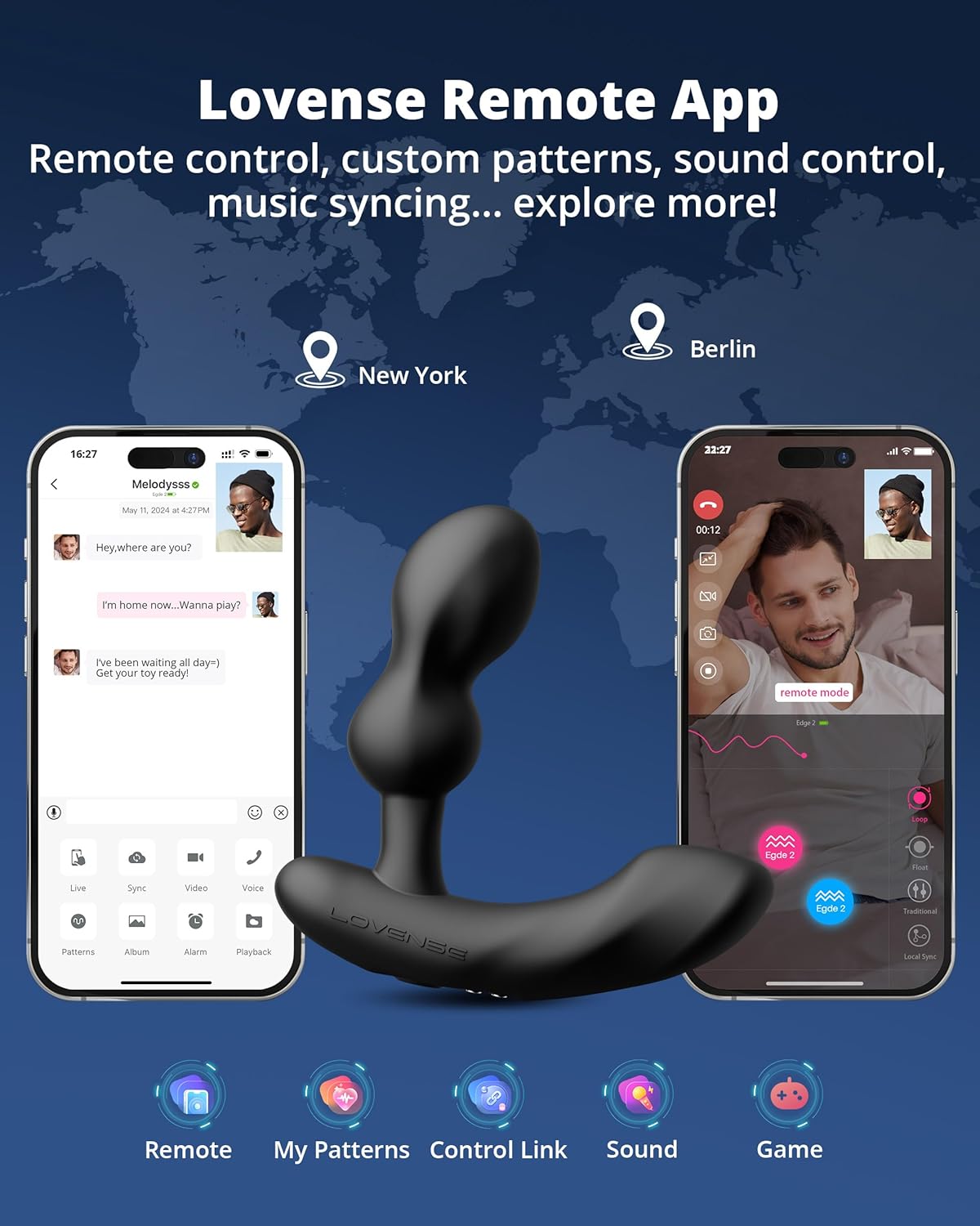 LOVENSE Edge 2 Prostate Massager Vibrator Sex Toys for Men. APP Remote Control Vibrating Butt Plug with Powerful Vibrations Adult Sex Toys & Games for Beginner Advanced Player