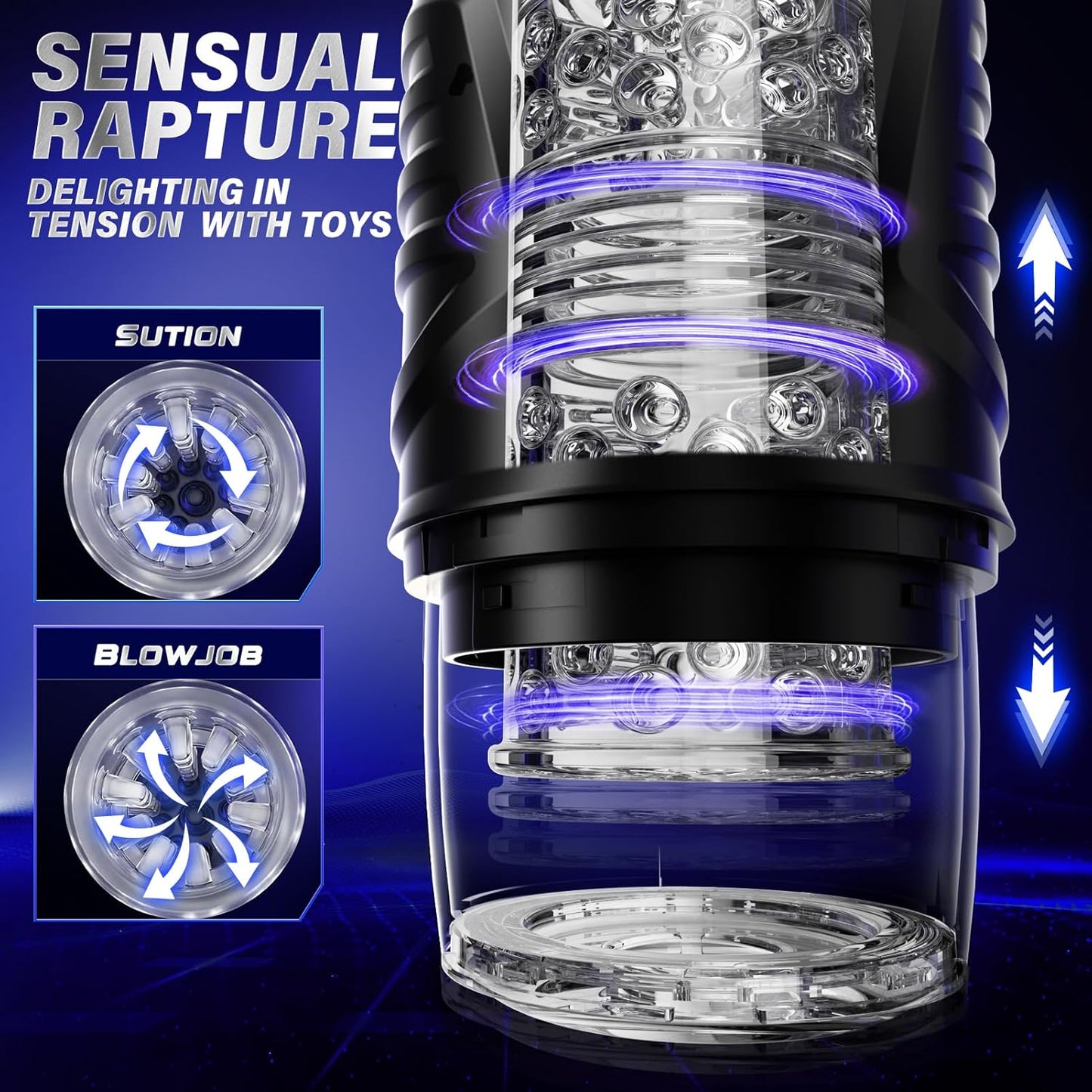 Automatic Male Masturbator Sex Toys for Men - Adult Toy Male Sex Toys with 7 Thrusting & 7 Rotating Modes.Hands Free Pocket Pussy Sex Machine with Visual Window & Suction Base Electric Penis Pump