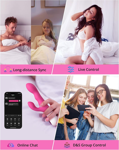LOVENSE Nora Rabbit Vibrator พร้อม APP Control อุปกรณ์สั่นกระต่ายสีชมพู พร้อมมอเตอร์คู่ อุปกรณ์กระตุ้นต่อนยอน ดิลโด้นวด ของเล่นทางเพศสำหรับผู้หญิงไร้สาย พร้อมสมาร์ทโฟน